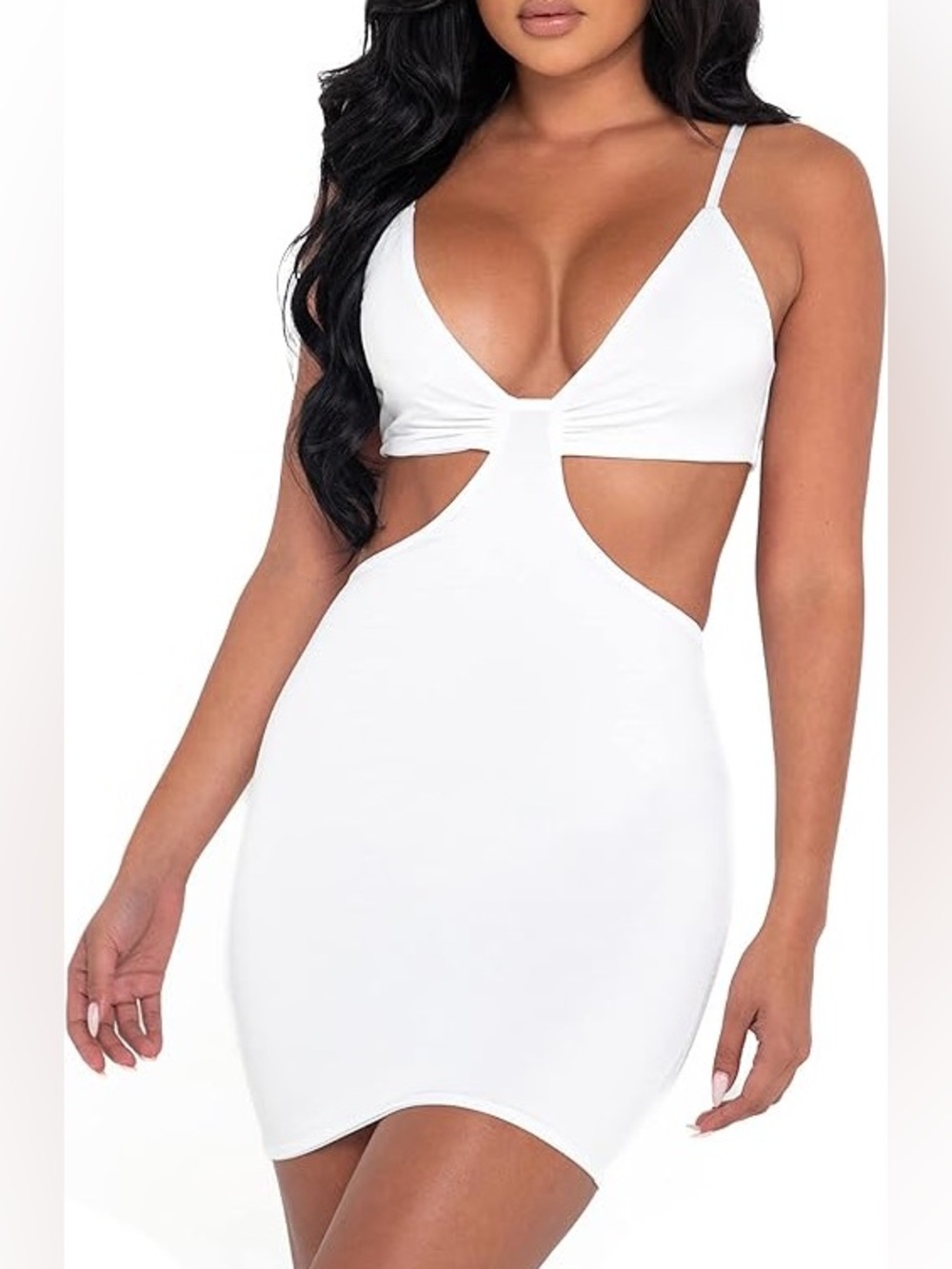 Roma White Cutout Bodycon Dress Large NWOT